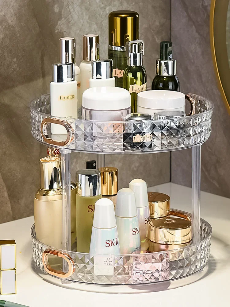 

Rotatable Cosmetic Storage Rack Desktop Finishing Bathroom Organizer Acrylic Makeup Organizer Kitchen Condiment Storage Rack