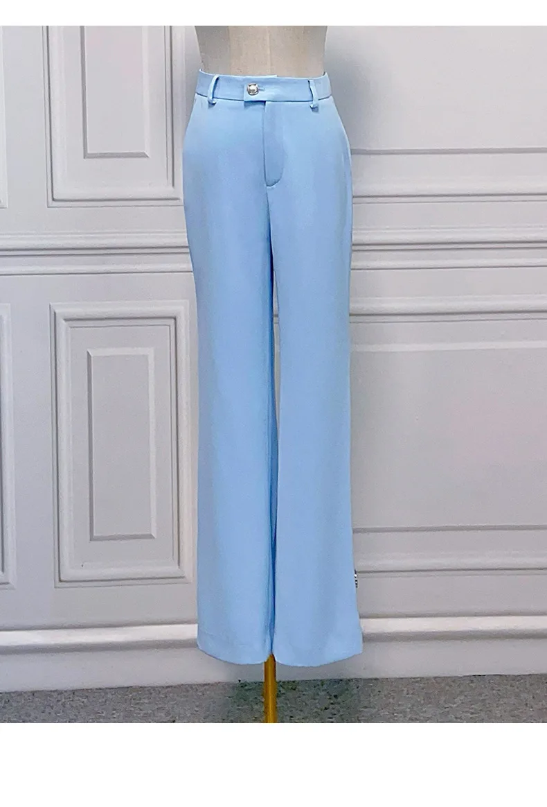 Fashion Elegant Solid Color Pant Suit Lady 2024 Spring and Autumn New Rhinestone Feather Bootcut Pants Women Suits Office Sets