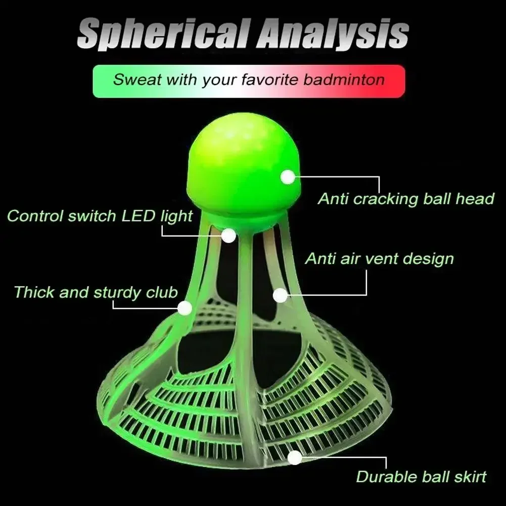 Pelota de bádminton que brilla en la oscuridad, accesorios de entrenamiento de resistencia al viento, suministros deportivos para exteriores, 1 unidad