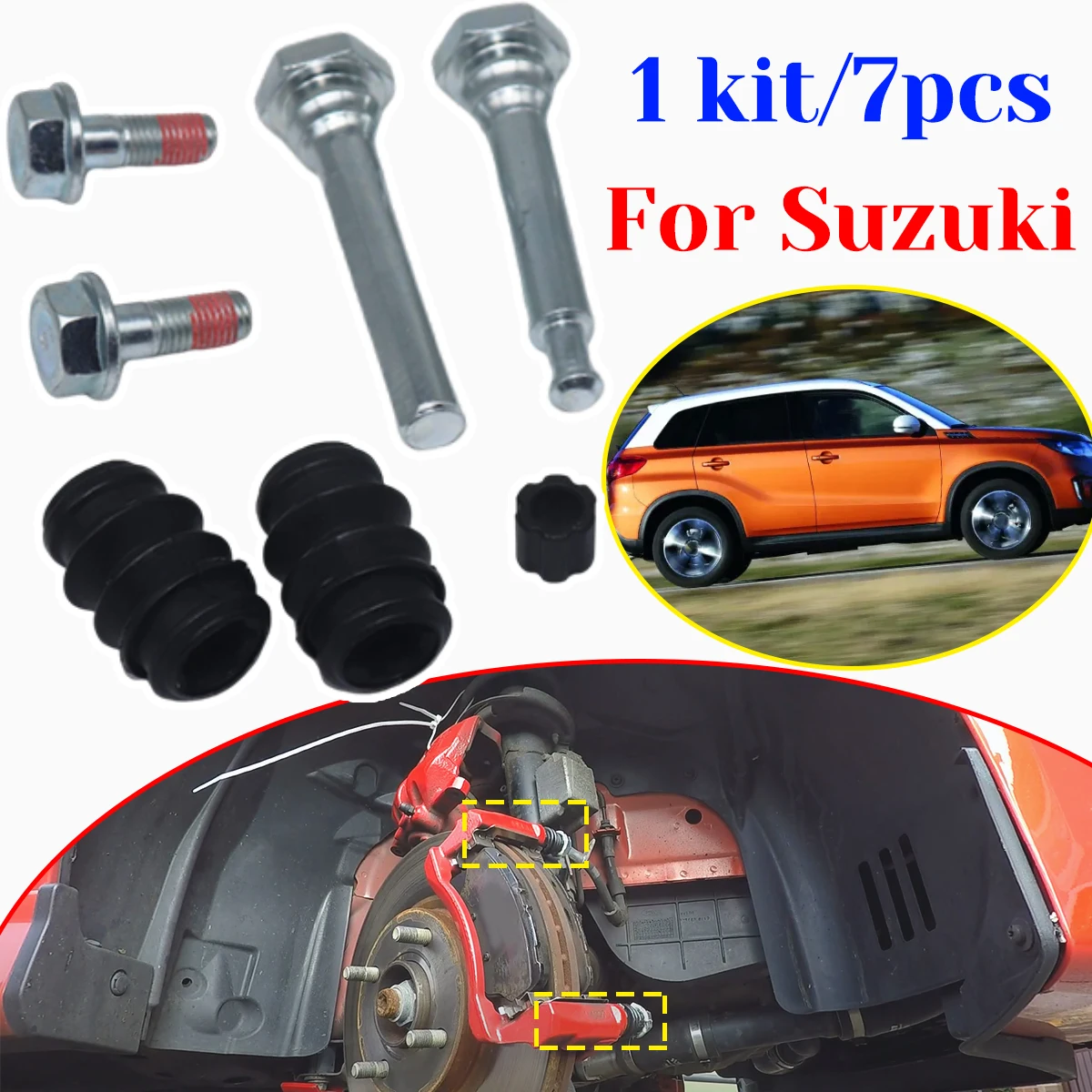

For Suzuki Vitara 2015-2022 Rear Brake Caliper Slider Guide Pins Bolt Disc Housing Bellows Sleeve Boot Nuts Replacement Car Kit