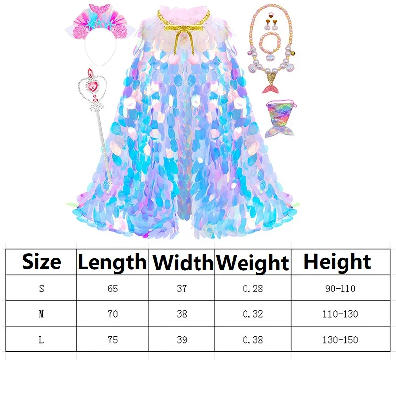 Mermaid princess cosplay dress up cape princess dress up toy clothes set regalo arcobaleno