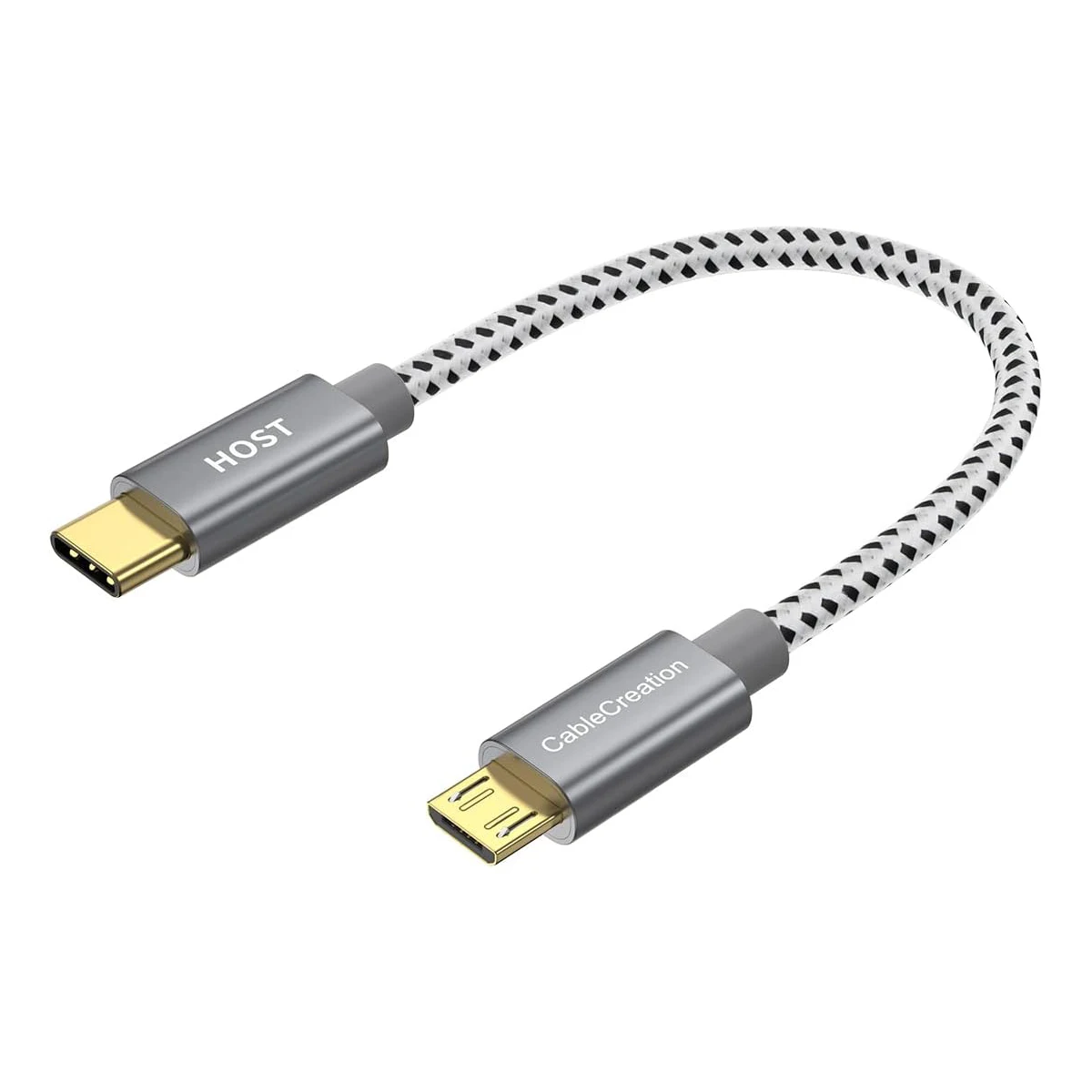 Cable Short USB C to Micro USB Cable, Braided USBC to MicroUSB OTG 480Mbps Cord for Wall Chargers, MacBook Pro Galaxy S26 Etc