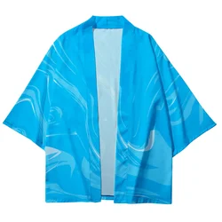 Men's Kimono Orange Summer Loose Japanese Street Wear Cardigan Women's Harajuku Haori Large Size Purple Blue Kimono Tops Yukata