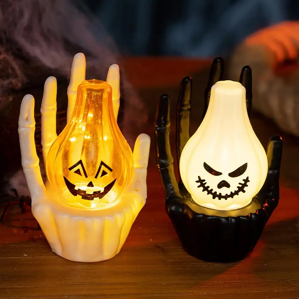 Warm Led Spooky Lamp Halloween Night Light Skeleton Hand Night Light Ghost Face Pumpkin Lamp Eyeball Led Decor for Spooky Home