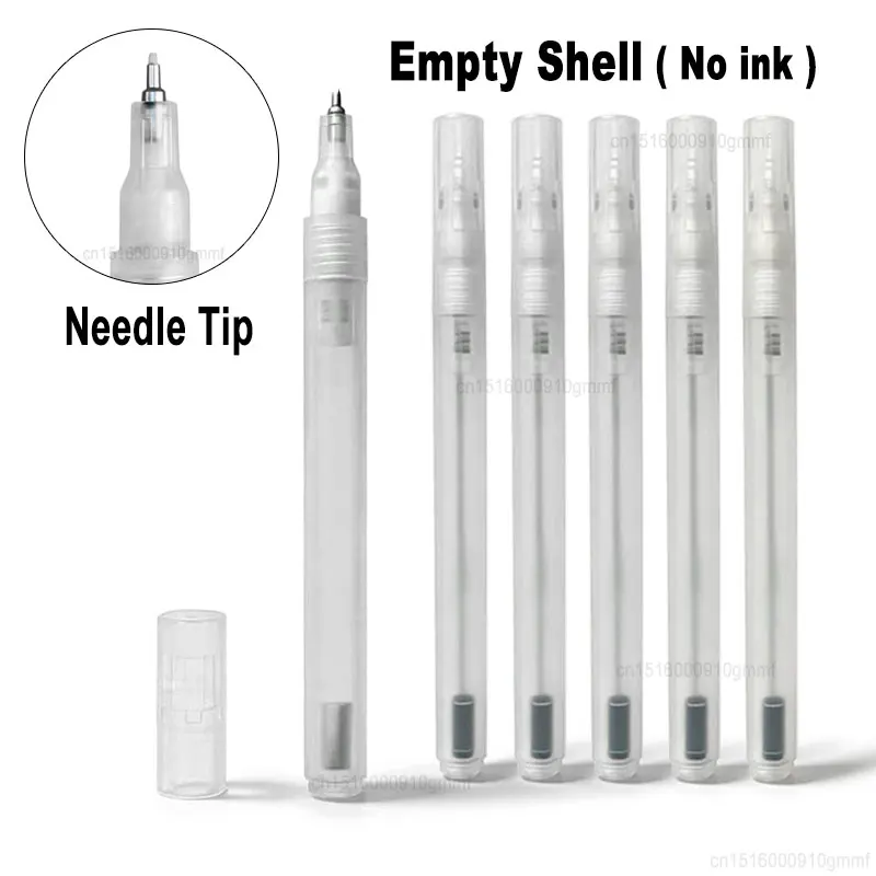 3/5/10Pcs Fine Line Needle Tip Transparent Empty Marker Pen Handle Shell Blank Tube Refillable Ink Acrylic Paint Pen Accessories
