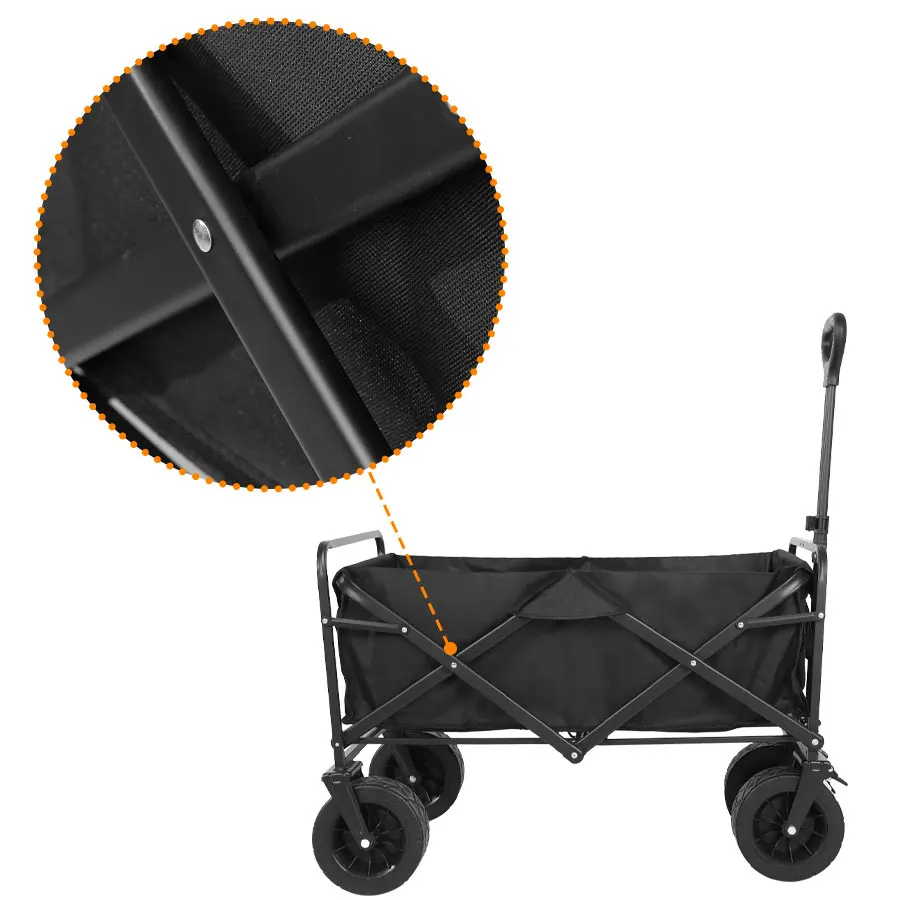 Schwerlast-Bollerwagen mit großer Tragfähigkeit, faltbarer Bollerwagen für Garten, Strand, Campingausrüstung mit Getränkehaltern. – Detail 15