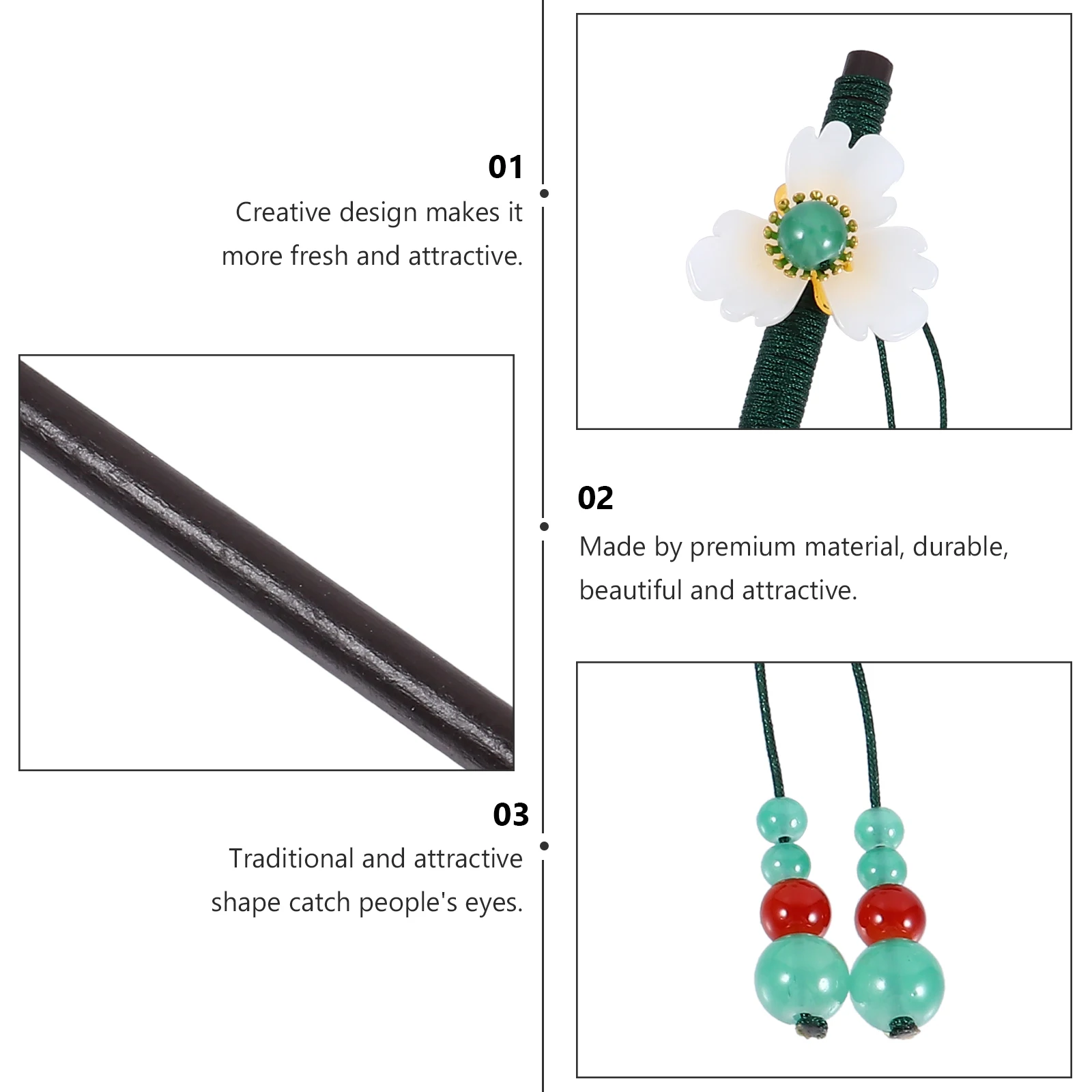 

Retro Wood Hairpin Flower Stick Elegant Girls Barrette Durable Practical Long Lasting Use Photography Ceremonies