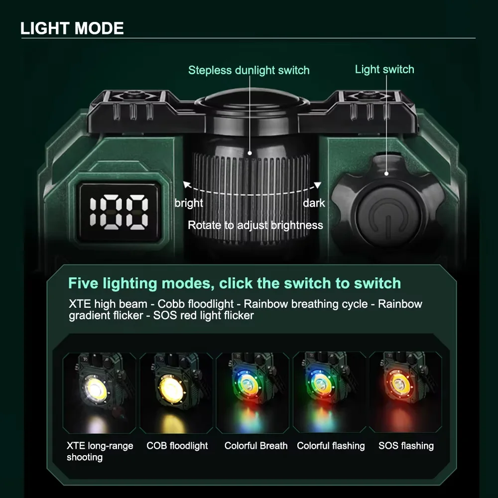 Portable Solar Camping Light-Magnetic Lantern With Adjustable Bracket, Rechargeable Outdoor Lamp for Tent Hiking Emergency