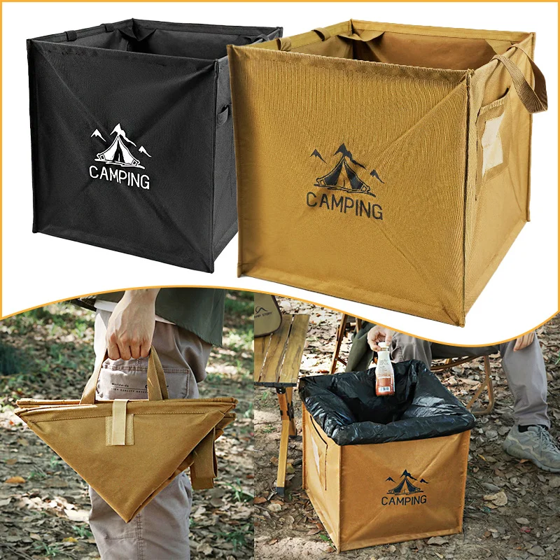 60L Foldable Stolen Goods Basket Portable Outdoor Trash Can Waste Bag Reusable Camping Garbage Can with Handle BBQ Picnic Hiking