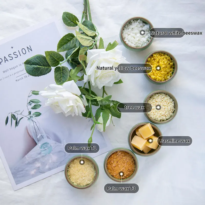 Natural Amarelo e Branco Cera De Abelha Jasmim Cera De Palma DIY Fazendo Batom Bálsamo Labial Handmade Sabão Fragrância Bálsamo Matérias-primas