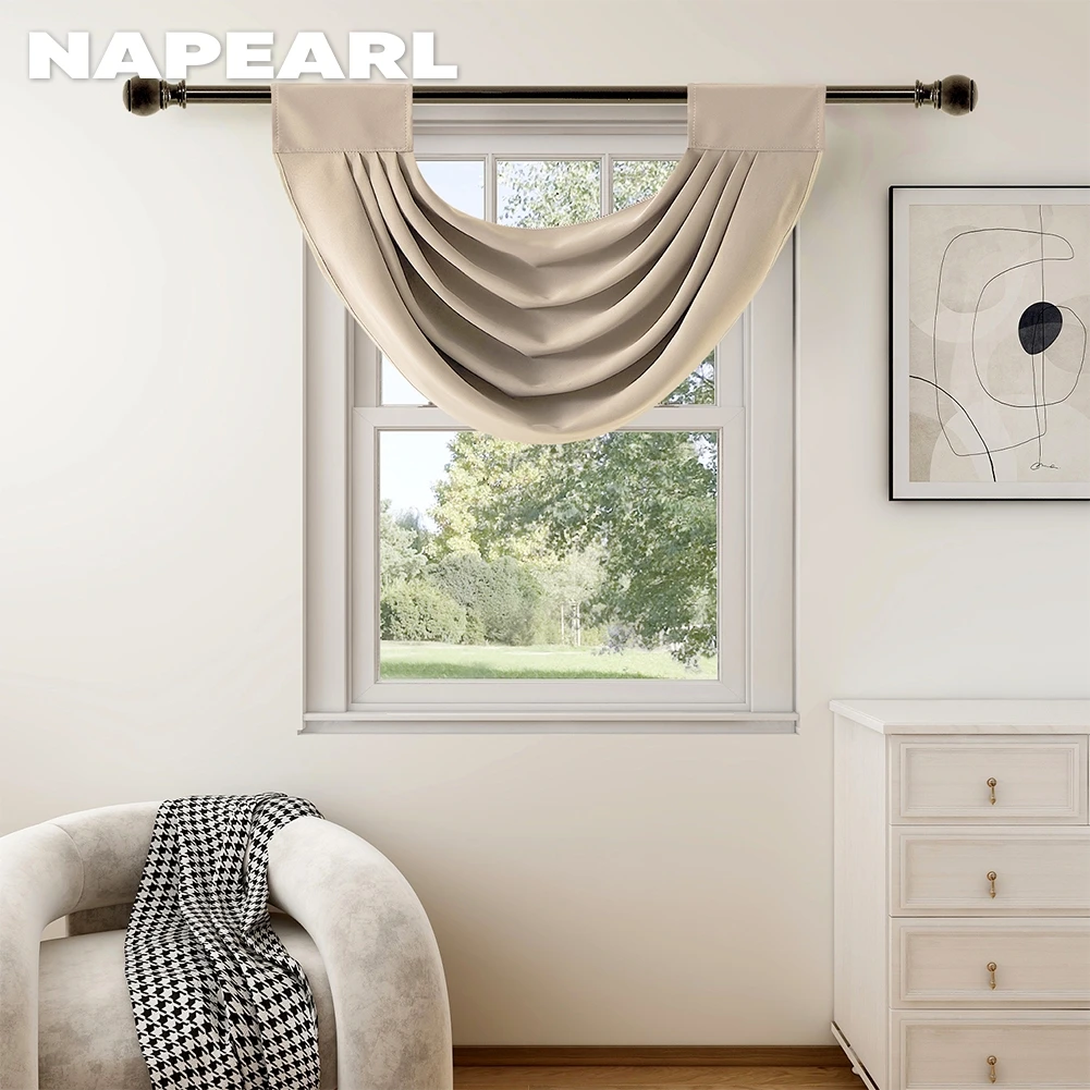 

NAPEARL European Style Solid Curtain Valance Rod Pocket for Living Room Bedroom Home Decor 1PC