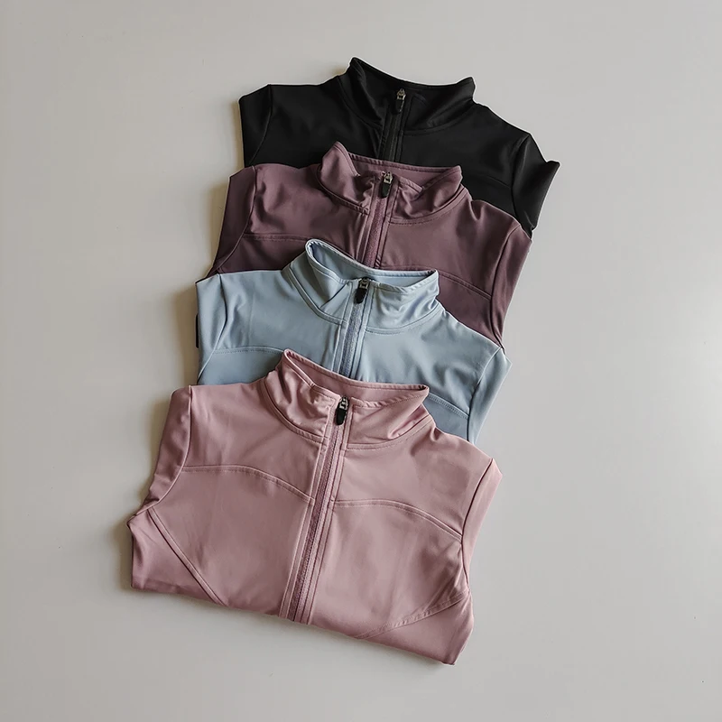 Outdoor Sports Long Sleeved Women Slim Yoga Clothes Quick Dry Zipper Cardigan Stand Up Collar Jacket Running Fitness Jacket Top 21 Sf34a1c133e4f4d2d94a97f3fd9a6e9a0S