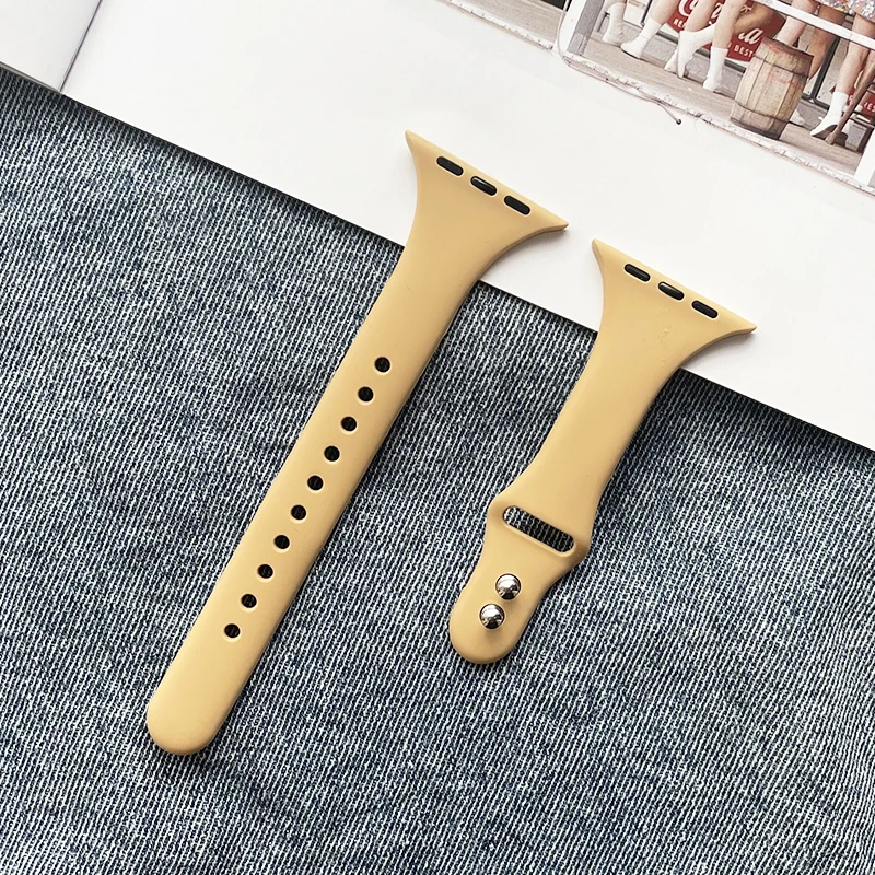 Correa delgada de silicona para Apple watch band 45mm 44mm 41mm 40mm 38-46mm pulsera deportiva iWatch series 8 7 6 5 se 4 9 10 ultra 2 49mm