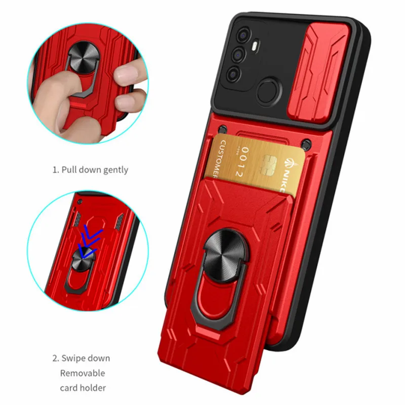 For OPPO A53 A73 A72 A16 5G Case Shockproof Magnetic Ring Armor Stand Bumper Back Cover For OPPO A32 A74 A54 Card Slot Cases