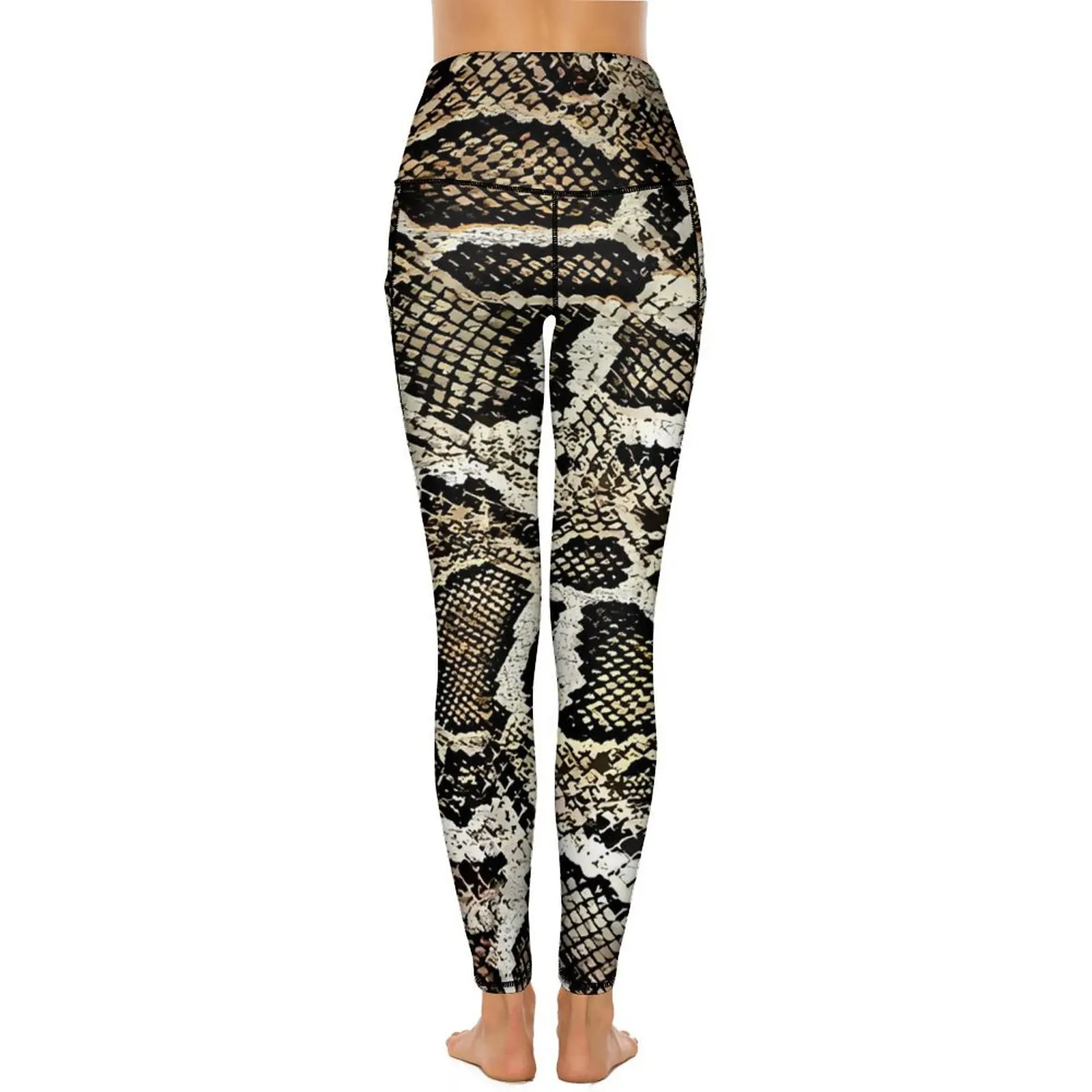 Leggings de pele de cobra sexy vintage impressão cintura alta calças de yoga engraçado estiramento leggins feminino padrão fitness esportes collants