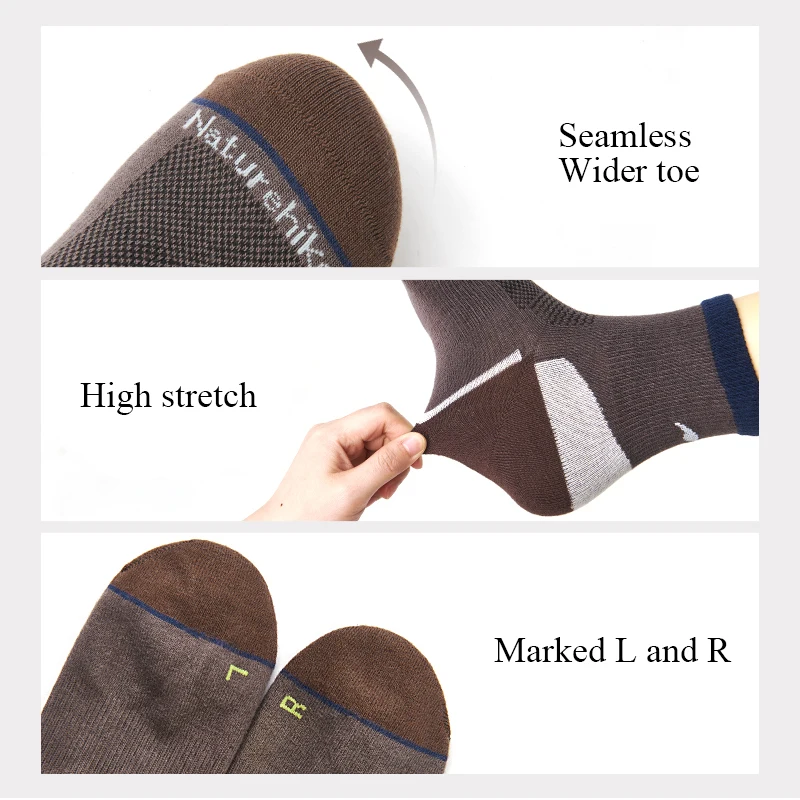 Naturehike Socks Men's Women's Sports Quick-drying Right Angle Sock Outdoor Running Hiking Mountaineering Breathable Mid-Calf view 4