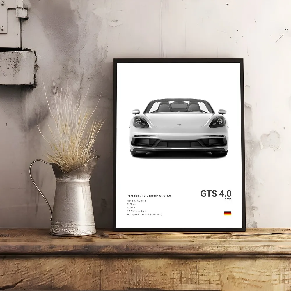 Famous Car Sports Black Cool Fashionable Simple 918 GT3-RS-911 TURBO S GT4 Poster Home living room Wall Art Garage Room Decor