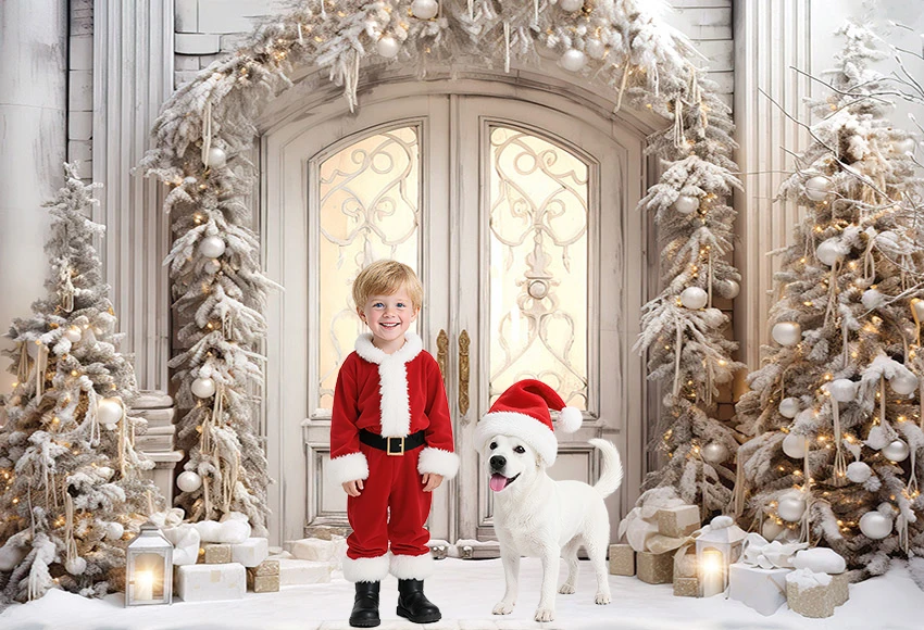 Christmas White Indoor Photography Background Windows Gifts Xmas Tree Kids Family Portrait Decor Backdrop Photo Studio - Image 2