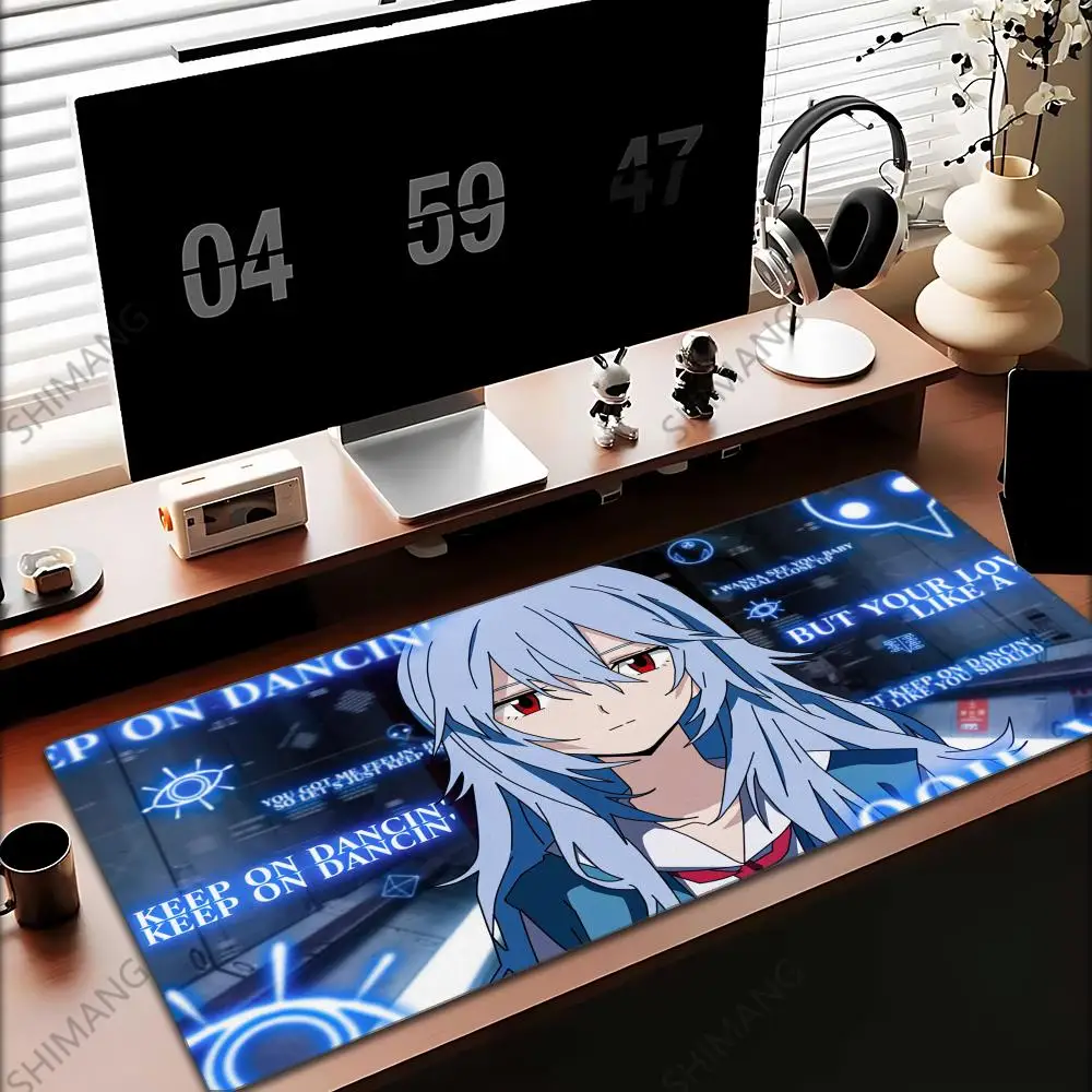 XXL Kawaii Anime Girl Ayanami Rei Mousepad Large Size Gaming Tablepad Evangelions Lock Edge Thickened Computer Keyboard Desk Mat