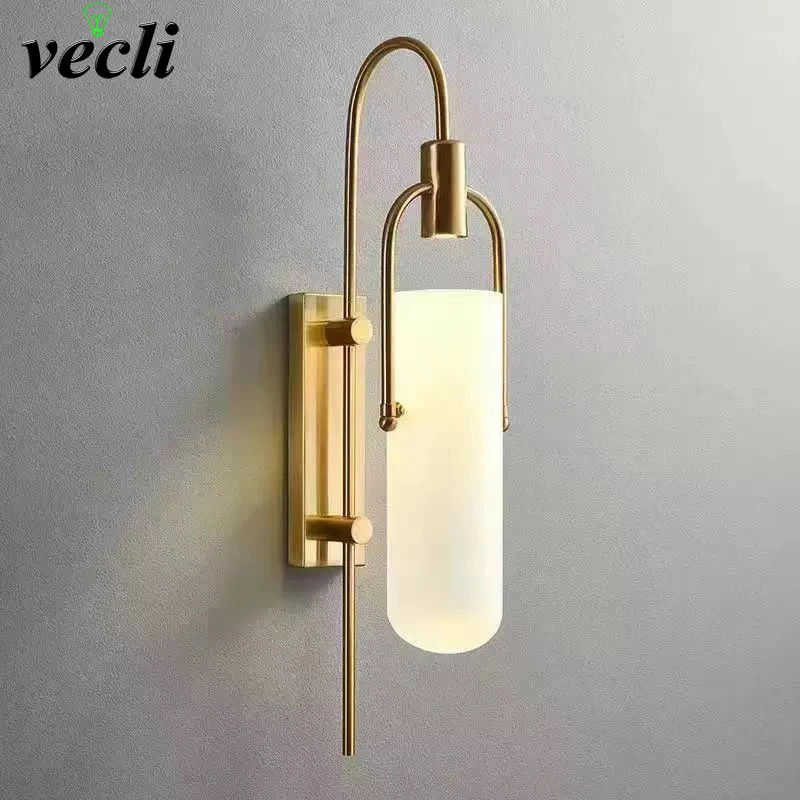 

Retro Light Luxury Glass Wall Lamp Hotel Staircase Corridor Bedroom Bedside Lamp Model Room Background Wall Engineering Wall Lam