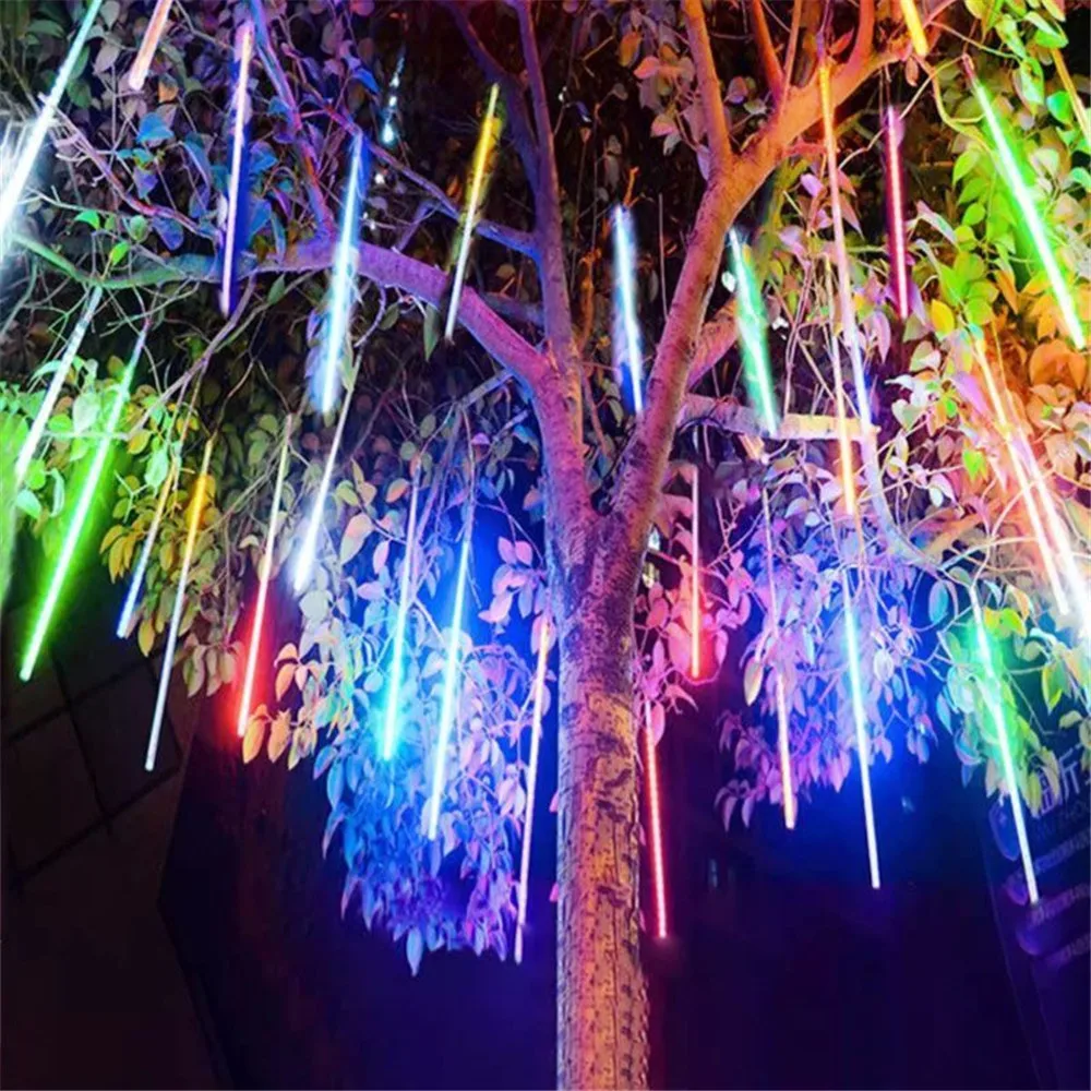 Imagem -03 - Meteor Shower String Lights Meteor Led Rain Lights Decor Férias Exterior Jardim Casamento Árvore de Natal ue Plug Eua 30 cm 50cm