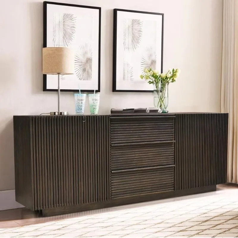 Solid wood sideboard dark, with 2 doors and 3 drawers