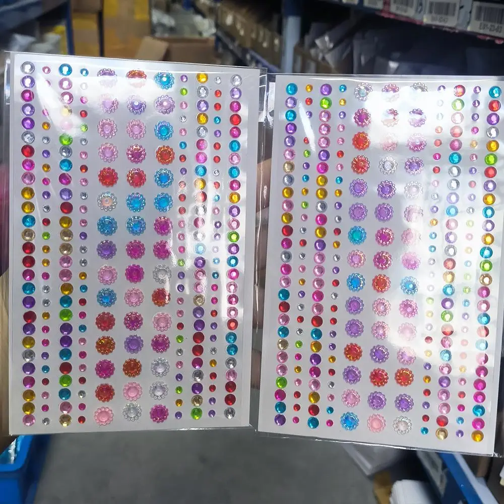 

1Pc 3D Colorful Flower Round Gems Face Tattoo Stickers Shiny Self-adhesive Crystal Tattoos for Party Eyes Body Makeup Decoration