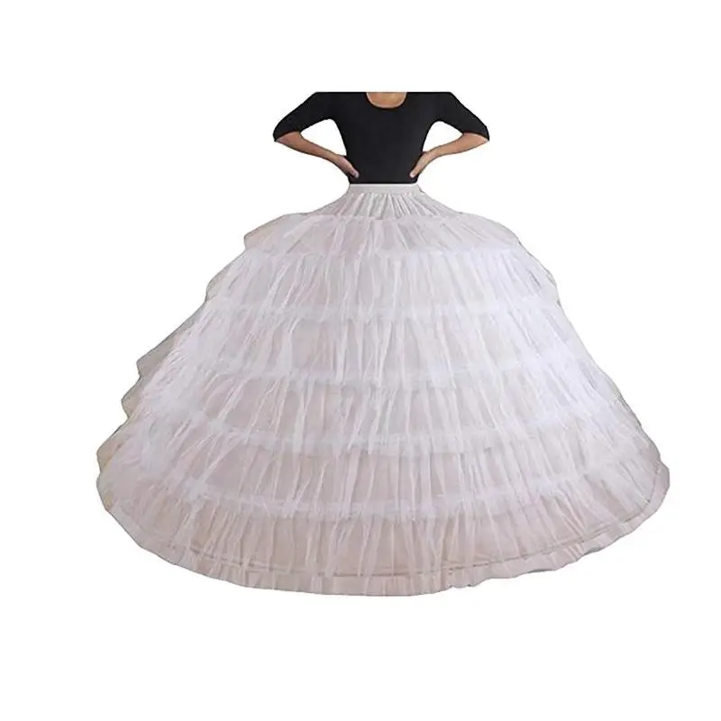 Vestido de quinceañera blanco grande para mujer, 6 aros, 6 capas, enaguas esponjosas, crinolina