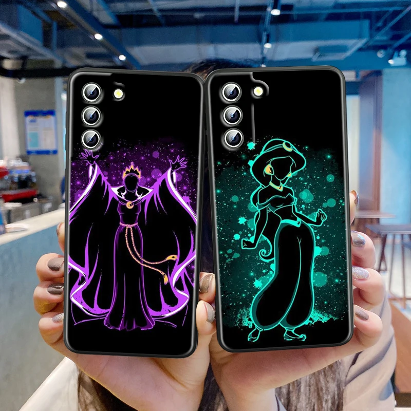 Elsa Ariel Princess Disney For Samsung Galaxy S22 S21 S20 Ultra Plus Pro S10 S9 S8 S7 4G 5G silicone Soft Black Phone Case Funda