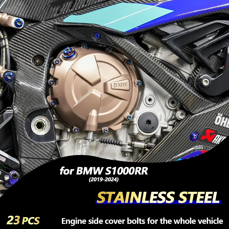 

M6 universal motorcycle bolts, suitable for BMW S1000RR 2019-2024 engine crankcase bolts and screws flange fasteners, 23pcs kit.