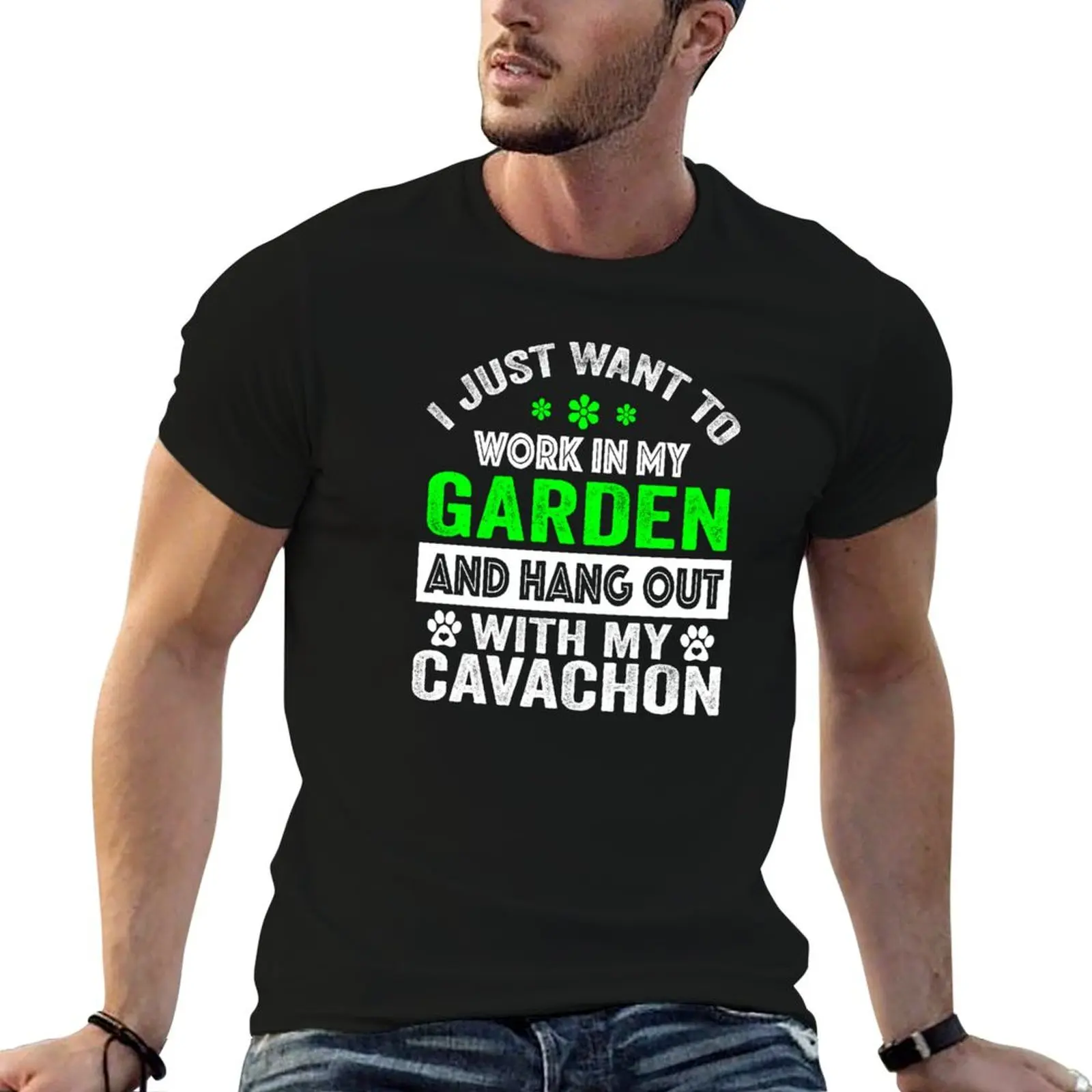 Solo Quiero Trabajar en mi jardín y pasar el tiempo con mi Cavachon, divertida camiseta para amantes de los perros Cavachon y del jardinería, camiseta de Navidad y cumpleaños