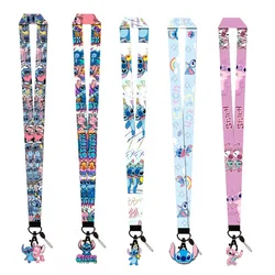 Kawaii Disney Anime Lilo&Stitch Phone Lanyard Cartoon Stitch Angel Printed Ribbon Card Cover Hanging Neck Long Rope Gifts