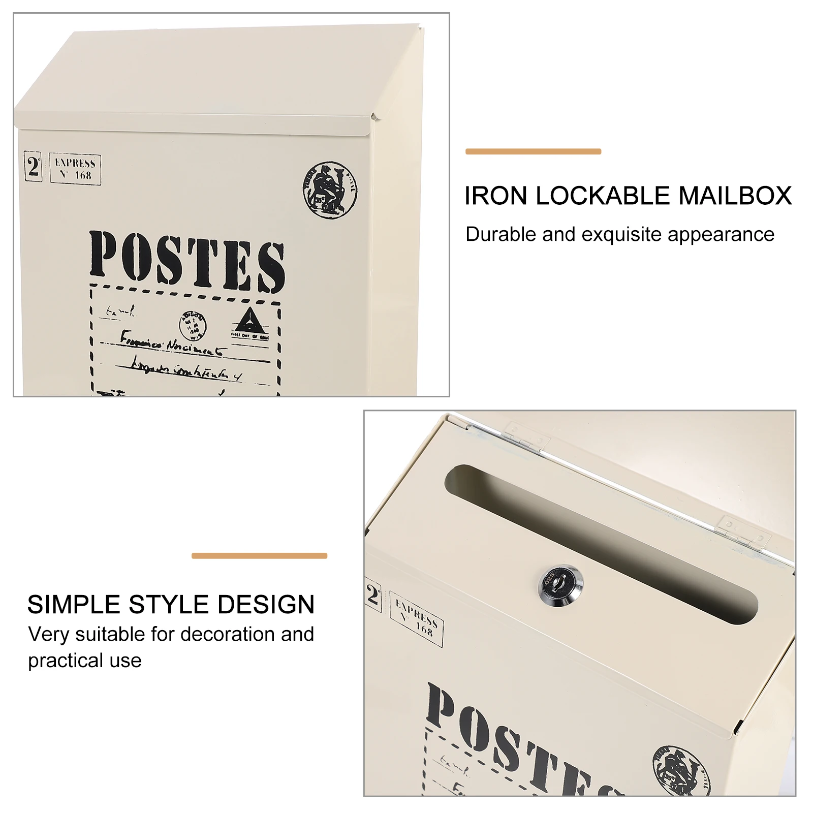 

Retro Iron Mailbox Lock Wall Letter Box for White Large Size Universal Suggestion Complaint Box Post