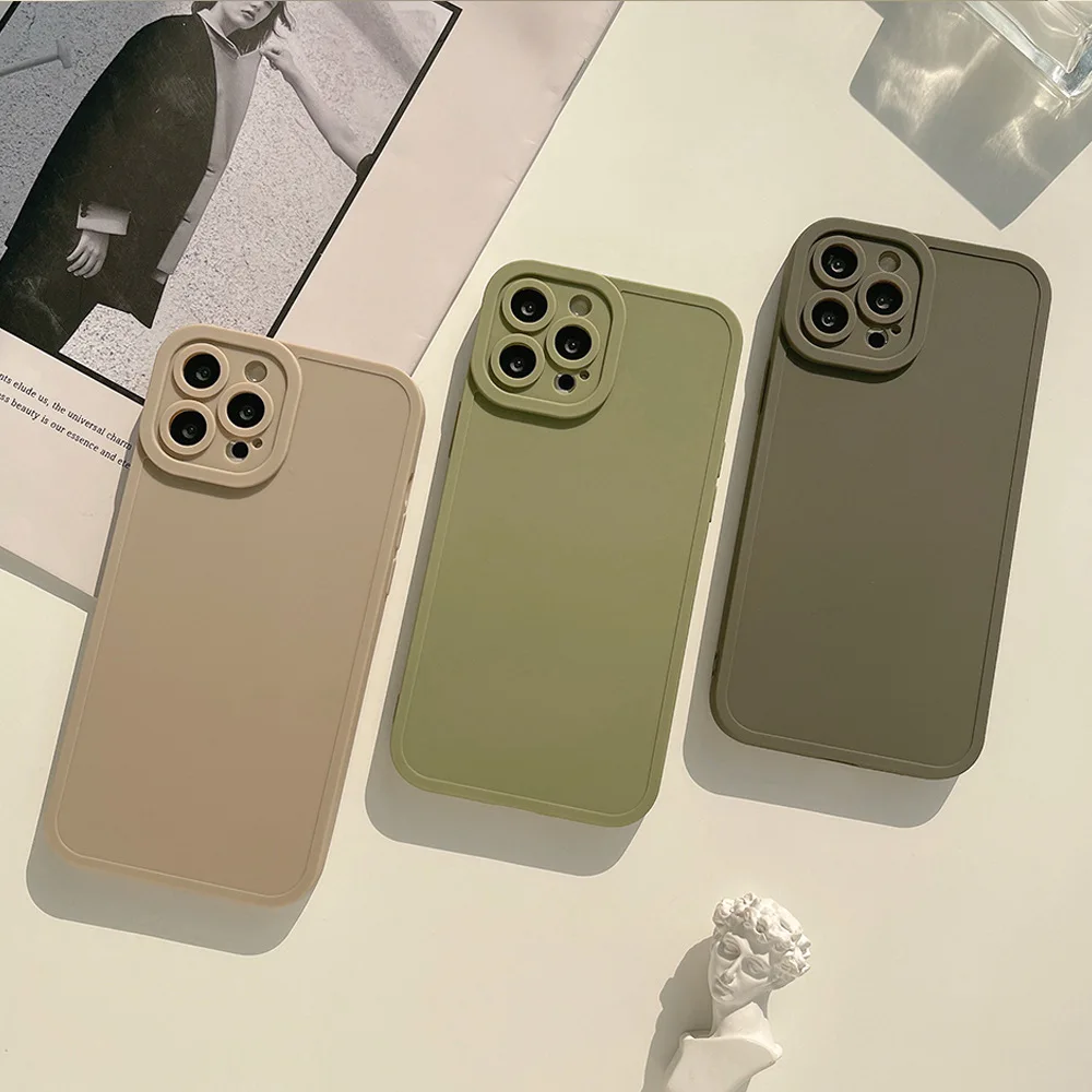 Retro Solid Color Matte Phone Case For iPhone 15 14 13 12 11 Pro Max 7 8 Plus XS X XR SE2022 Mini Soft Silicone Shockproof Cover