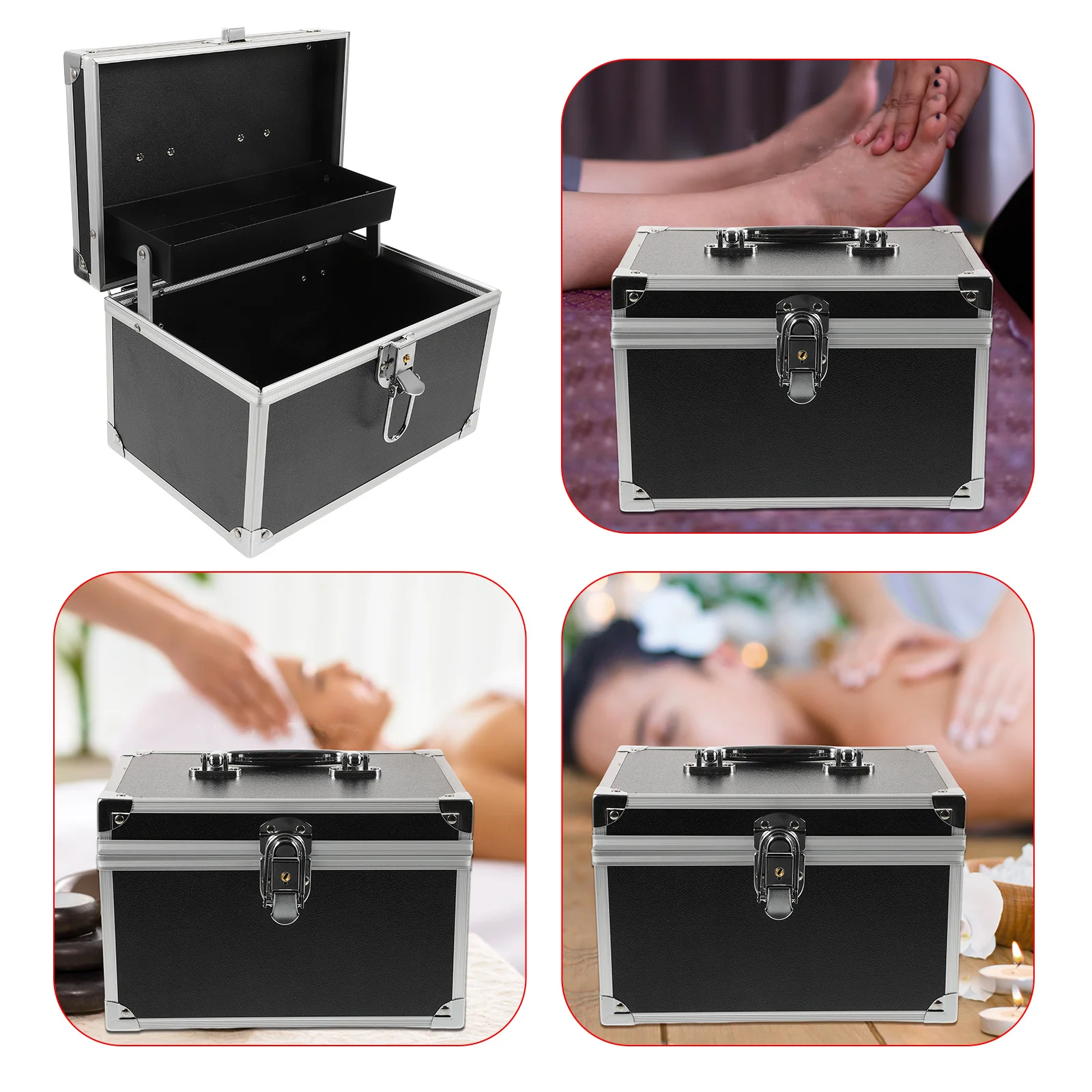 Large Capacity Portable Tool Box Car Repair Layered Organizer Toolbox Aluminum Alloy Storage Carrying Box Tool Organizer