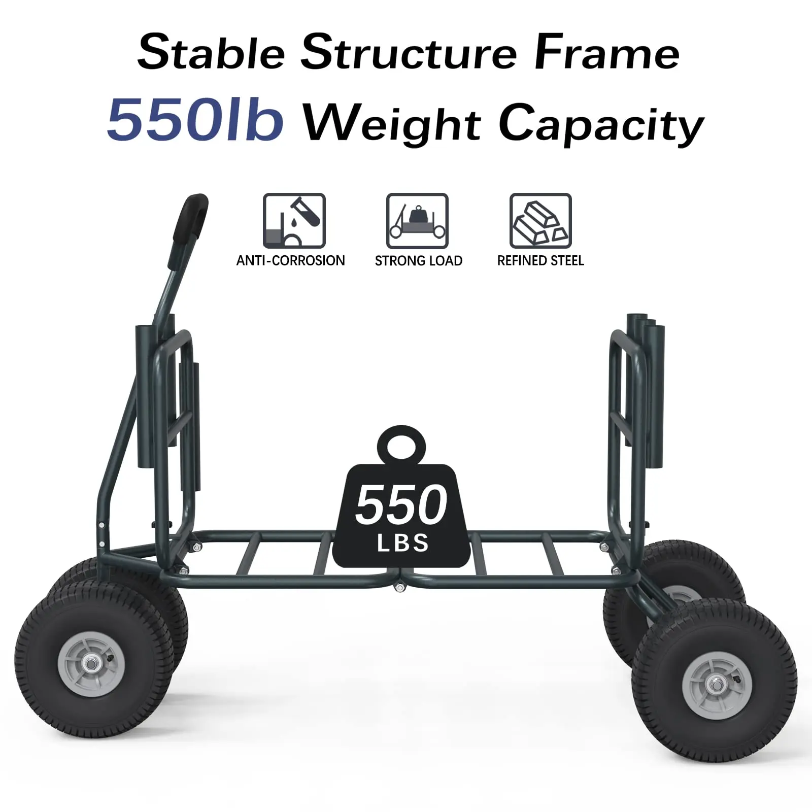 All-Terrain Non-Slip Wheels 550lbs Load Foldable Fishing Cart Wagons with 5 Fishing Rod Holders for Beach