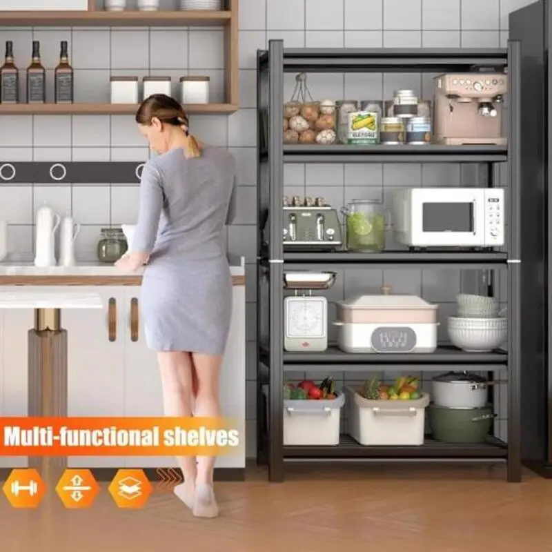 

5-уровневые регулируемые сверхпрочные стеллажи высотой 72 дюйма, стеллаж для хранения из металлической сетки, грузоподъемность (2000 фунтов) - металлический органайзер для полки, черный