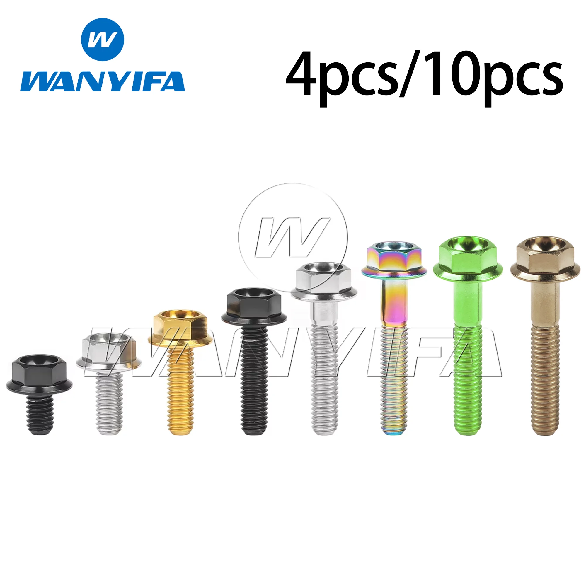 

Титановый болт Wanyifa M6x10 ~ 35 мм, фланец с шестигранной головкой, титановый винт M6 для модернизации мотоцикла, 4/10 шт.