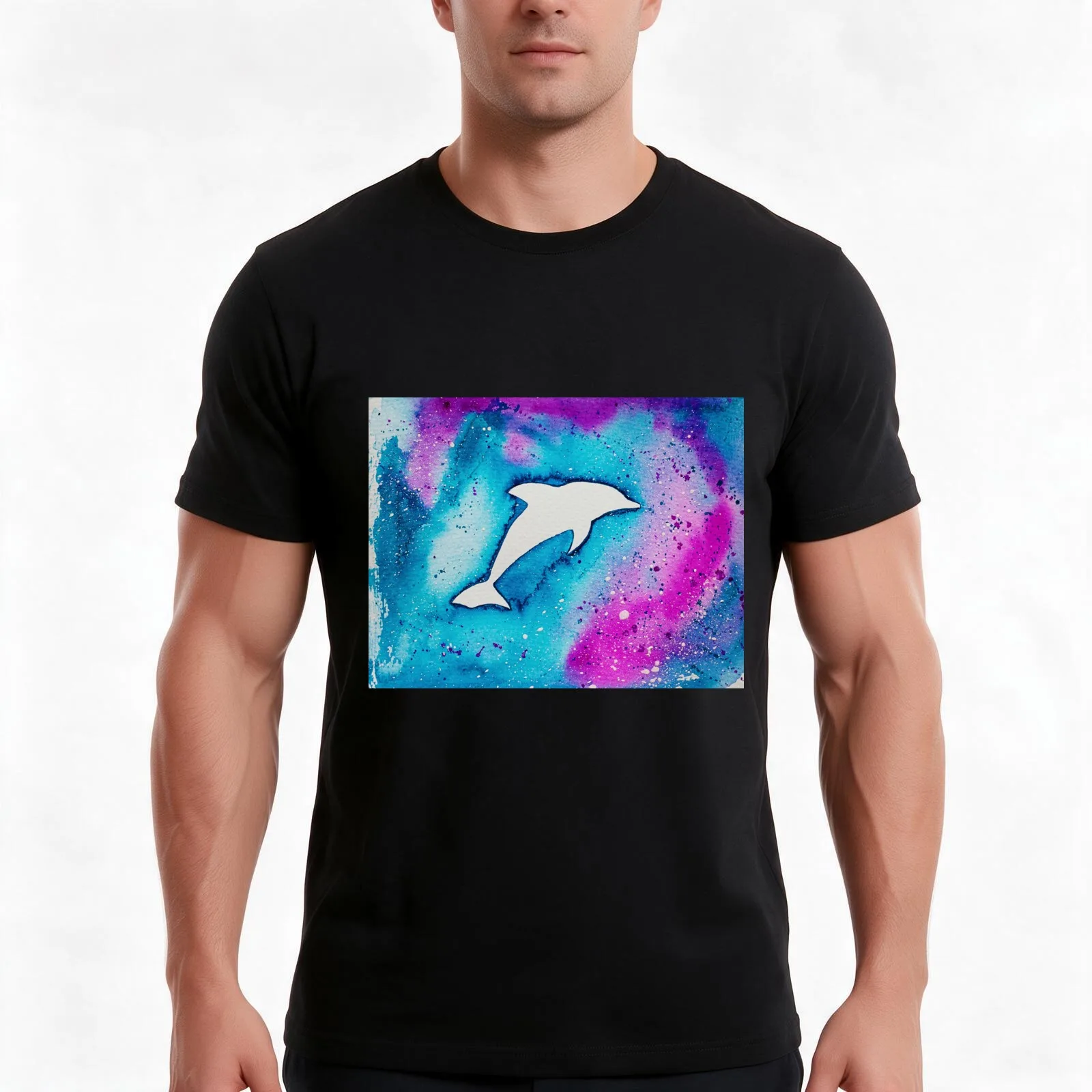 Dolphin T-Shirt, Summer Casual Cotton Tee, Oversized Streetwear Tops, Vintage Graphic Print, Loose Fit Short Sleeve, 100% Cotton