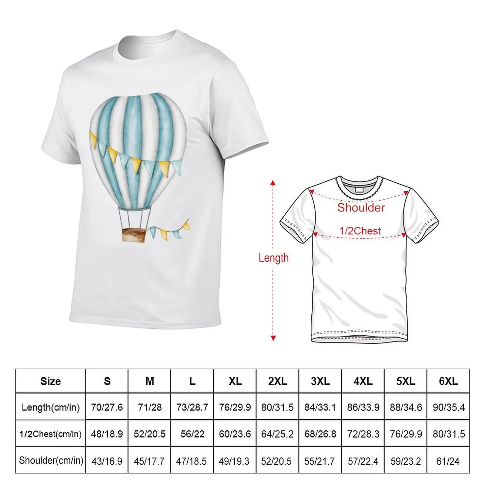 Teal, Yellow, and White Hot Air Balloon T-Shirt sweat shirts graphic tee mens clothes