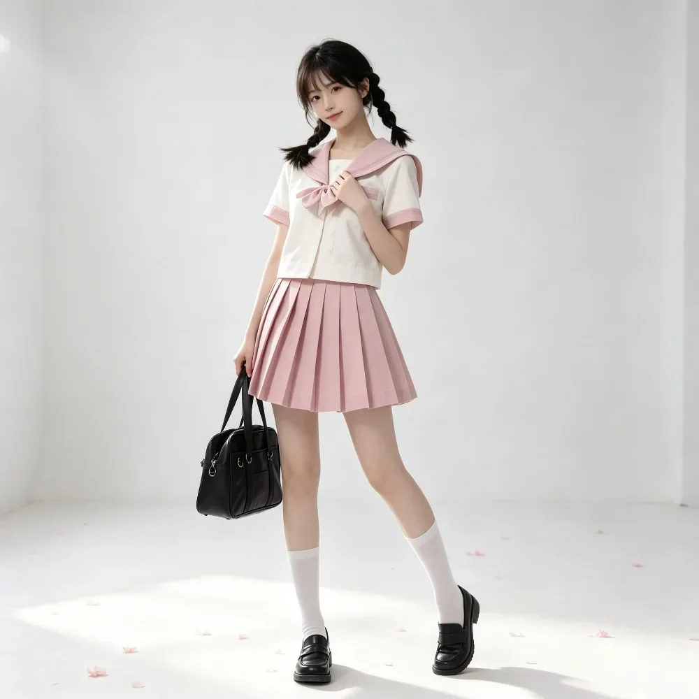 Ensemble de tenue de marin japonaise authentique JK, ensemble jupe trois pièces pour étudiants, uniforme scolaire, tenue quotidienne et cosplay d'anime