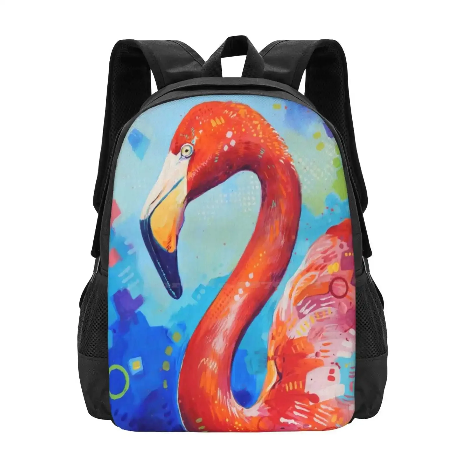 

Flamingo Hot Sale Schoolbag Backpack Fashion Bags Flamingo Bird Colorful Traditional Toomuchcolor Red Pink Santruart Sandra