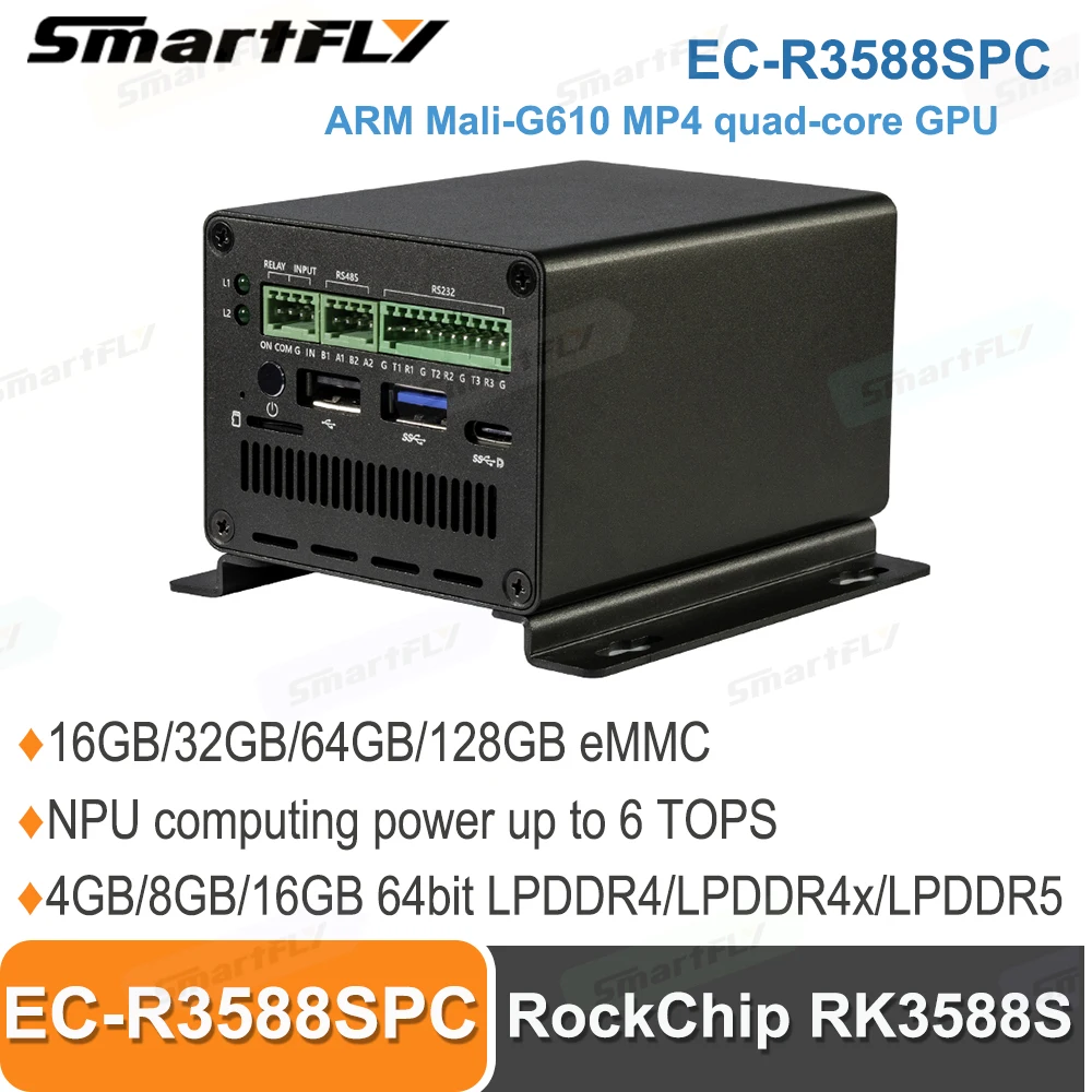 

Smartfly EC-R3588SPC Rockchip RK3588S 8K Industrial Mainframe 8nm Cortex-A76 NPU 6Tops Support Android Ubuntu desktop and Server