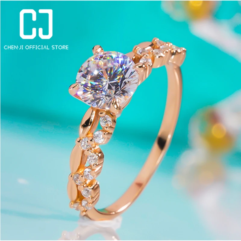 

Luxury 1CT D Color Moissanite Twist Flower Vintage Diamond Ring 925 Sterling Silver Platinum Plated Personalized Fine Jewelry