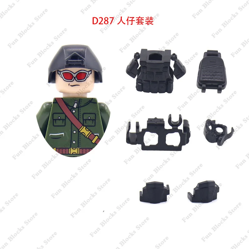 Military Modern Soldier Figures accessori Building Blocks WW2 Army Camouflage Vest caschi armi pistole mattoni giocattoli per bambini