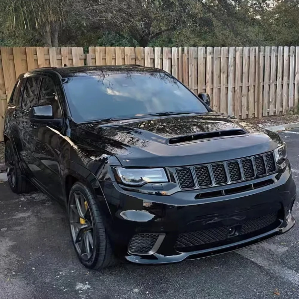 

New ChaoMing Grand Cherokee SRT High Quality Black Carbon Fiber Vented Hood Direct Bolt-On with Clips 1 Year Warranty