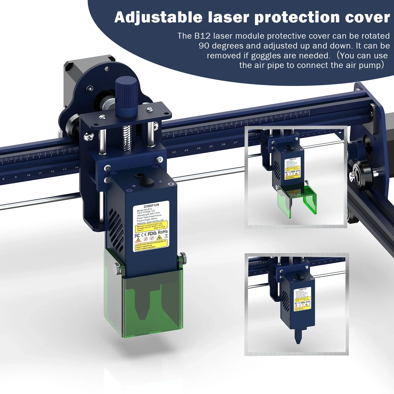 6W12W Laser Module Upgrades, DIMIFUN B6/B12 Laser Head 6/W for Enhanced Laser Output Power with Wide Compatibility