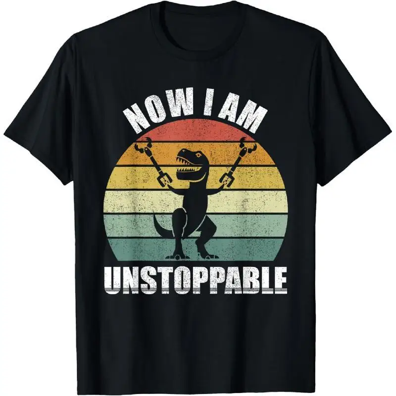 

Funny Dinosaur T-Shirt Men Women Unstoppable Tools Graphic Tee Vintage Sunset Summer Casual Cotton Short Sleeve Top Gift Idea