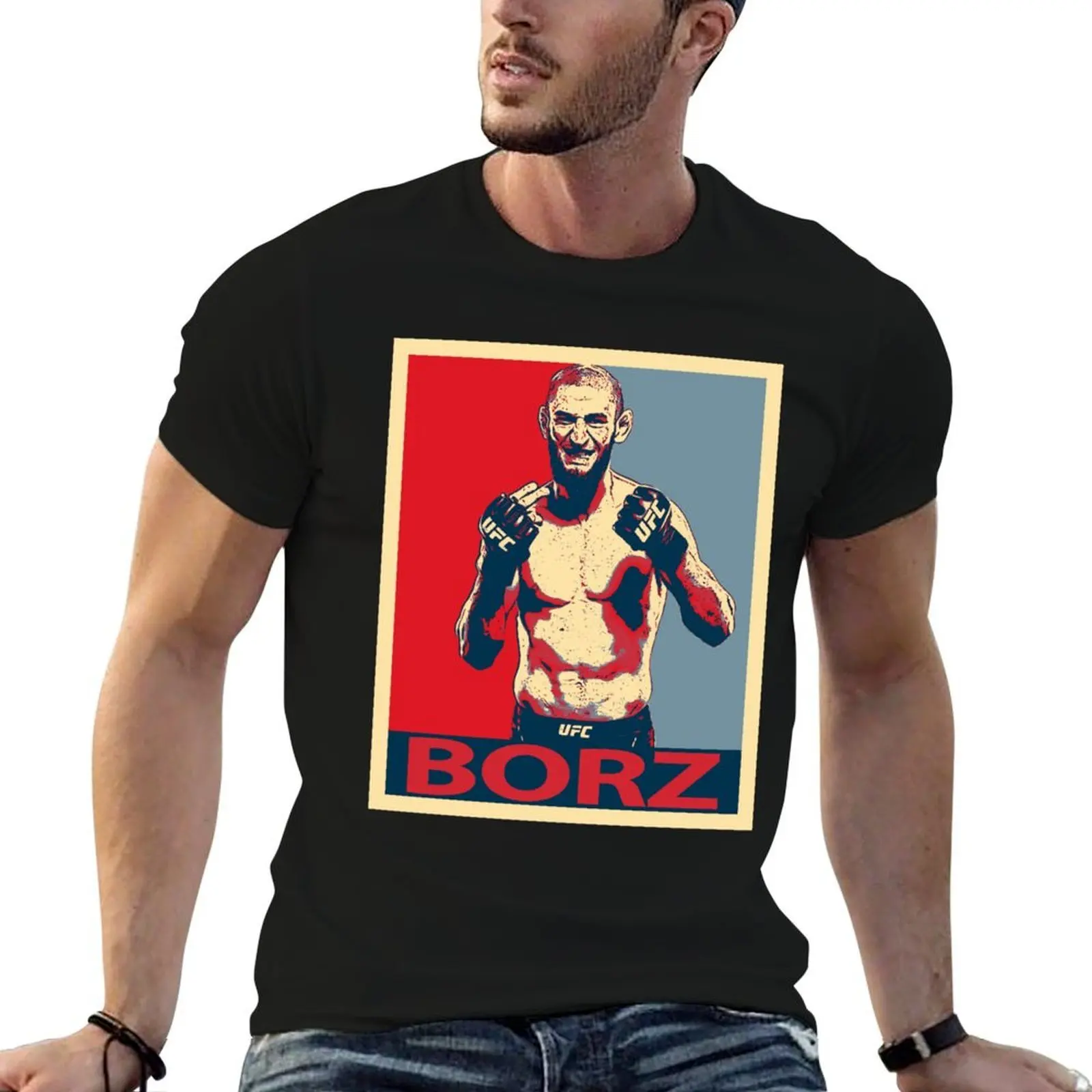 

khamzat chimaev borz mma T-Shirt t shirt man plain t shirt custom print t shirts for man cotton soft T-shirt