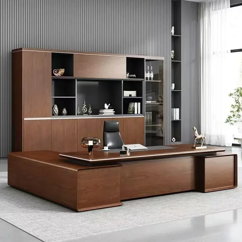 

Office Furniture L Shape Luxury Organizer Computer table With Storage standing Gaming Work executive office desk with drawers